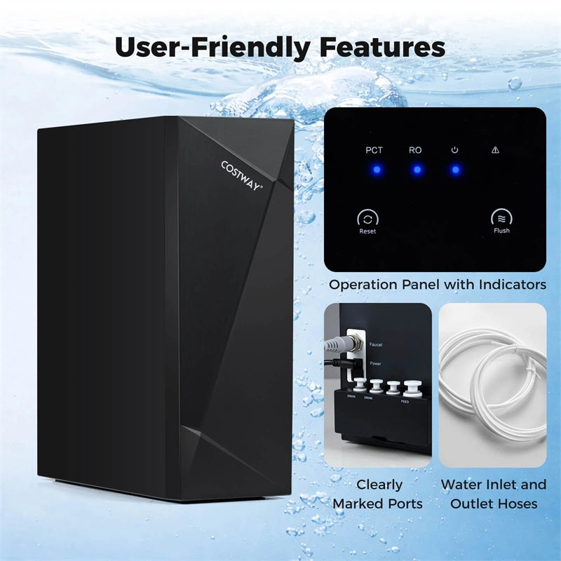 AW-RB20  Alkaline PH+ Reverse Osmosis Water Filter, 8-Stage 800 GPD Tankless Under Sink RO System, Smart LED Faucet, 2:1 Pure to Drain Ratio