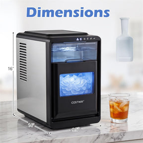 Clear Ice Cube Maker Countertop, 1.6" Large Square Ice Machine with Slow-Melting & Self-Cleaning, Dual Mode, 24H Timer for Whiskey, Cocktails, Bourbon