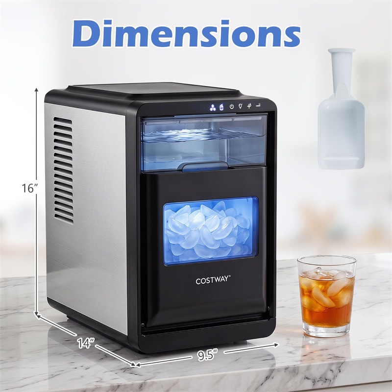 Clear Ice Cube Maker Countertop, 1.6" Large Square Ice Machine with Slow-Melting & Self-Cleaning, Dual Mode, 24H Timer for Whiskey, Cocktails, Bourbon