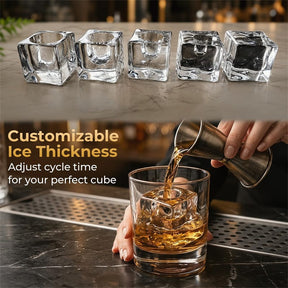 Clear Ice Cube Maker Countertop, 1.6" Large Square Ice Machine with Slow-Melting & Self-Cleaning, Dual Mode, 24H Timer for Whiskey, Cocktails, Bourbon