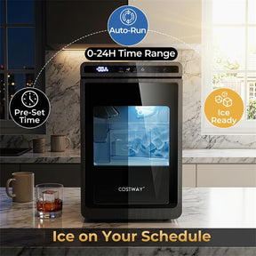 Clear Ice Cube Maker Countertop, 1.6" Large Square Ice Machine with Slow-Melting & Self-Cleaning, Dual Mode, 24H Timer for Whiskey, Cocktails, Bourbon