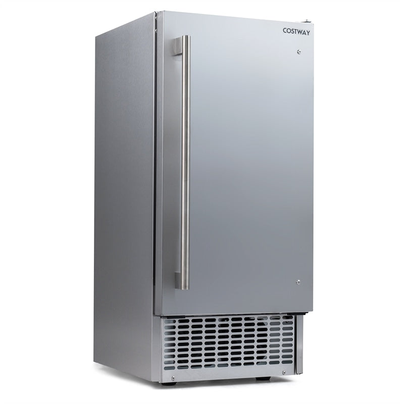 Commercial Undercounter Ice Maker 90 LBS/Day, 15" Built-in Freestanding Ice Making & Cooling Machine w/ 25 LBS Storage, Auto-Cleaning, Reversible Door