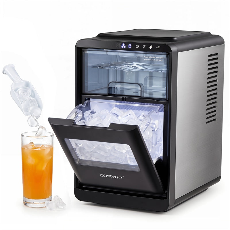Crescent Ice Maker Countertop, 26 Lbs/24H Ice Machine w/ 11 Ice Thickness Levels, 16 Cubes in 15 Mins, Self-Cleaning & Timer for Home Office Party Bar