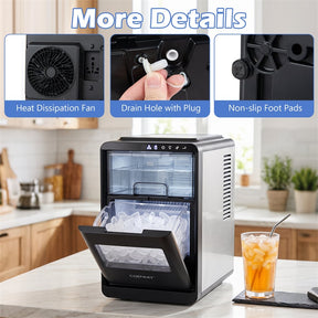 Crescent Ice Maker Countertop, 26 Lbs/24H Ice Machine w/ 11 Ice Thickness Levels, 16 Cubes in 15 Mins, Self-Cleaning & Timer for Home Office Party Bar