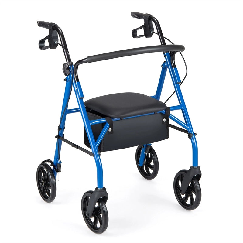 Foldable Rollator Walker with Seat & Height Adjustable Handles for Seniors, Lightweight Portable Rolling Walker w/ 8" Wheels & Storage Basket