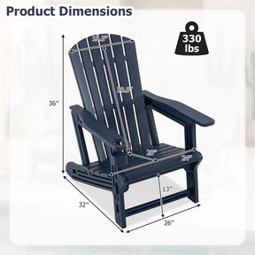 HDPE Adirondack Chair, All-Weather Patio Chair with Cup Holder, Wood-Like Texture, High Back & Wide Seat, 330LBS Outdoor Fire Pit Chair