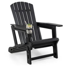HDPE Adirondack Chair, All-Weather Patio Chair with Cup Holder, Wood-Like Texture, High Back & Wide Seat, 330LBS Outdoor Fire Pit Chair