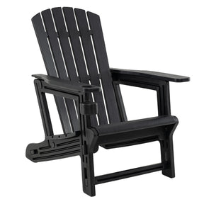 HDPE Adirondack Chair, All-Weather Patio Chair with Cup Holder, Wood-Like Texture, High Back & Wide Seat, 330LBS Outdoor Fire Pit Chair