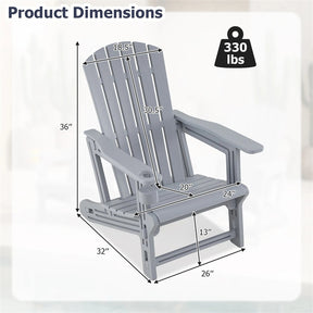 HDPE Adirondack Chair, All-Weather Patio Chair with Cup Holder, Wood-Like Texture, High Back & Wide Seat, 330LBS Outdoor Fire Pit Chair
