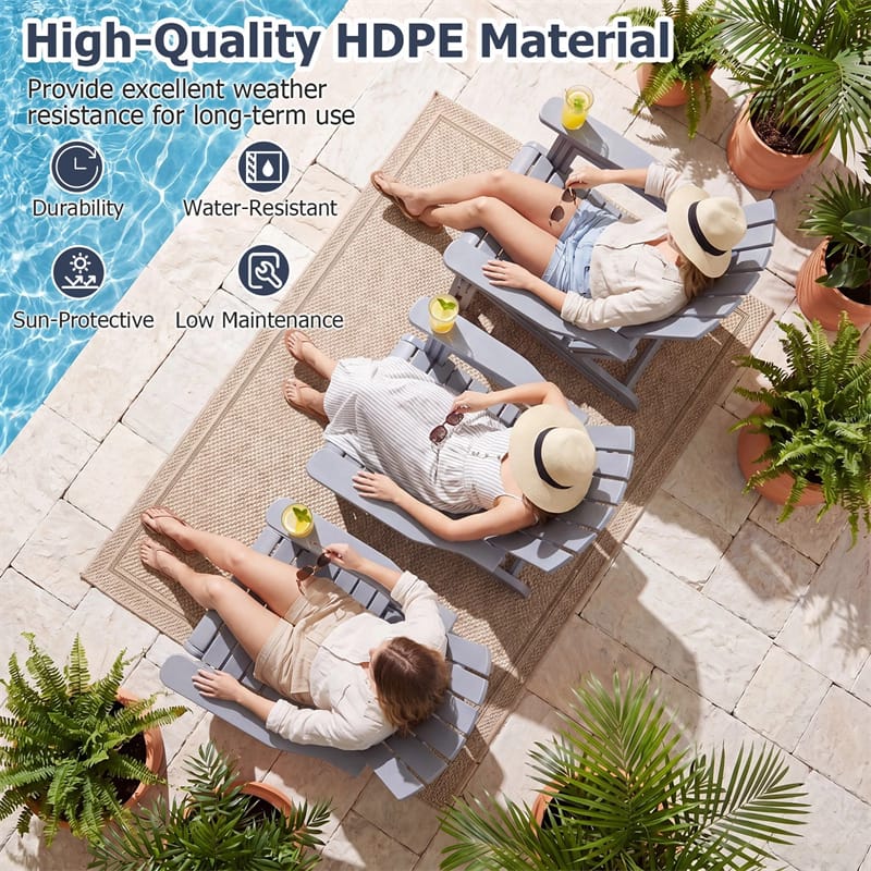 HDPE Adirondack Chair, All-Weather Patio Chair with Cup Holder, Wood-Like Texture, High Back & Wide Seat, 330LBS Outdoor Fire Pit Chair