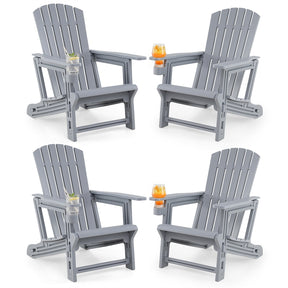 HDPE Adirondack Chair, All-Weather Patio Chair with Cup Holder, Wood-Like Texture, High Back & Wide Seat, 330LBS Outdoor Fire Pit Chair