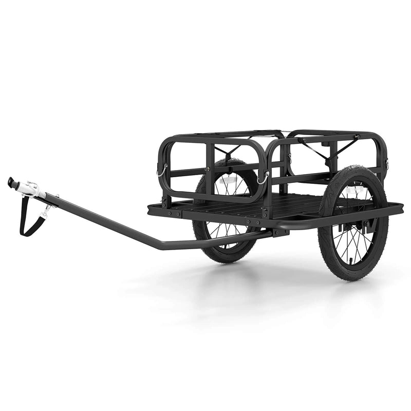 Heavy-Duty Bike Cargo Trailer, 220 LBS Metal Bicycle Wagon Cart w/ Universal Hitch & 16" All-Terrain Tires, Luggage Wagon Trailer for Camping Shopping