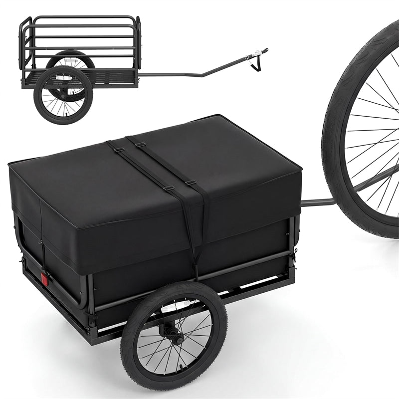 Heavy-Duty Bike Cargo Trailer, 220 LBS Metal Bicycle Wagon Cart with Universal Hitch, 16" All-Terrain Tires & Waterproof Bag for Camping Shopping