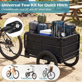 Heavy-Duty Bike Cargo Trailer, 220 LBS Metal Bicycle Wagon Cart with Universal Hitch, 16" All-Terrain Tires & Waterproof Bag for Camping Shopping
