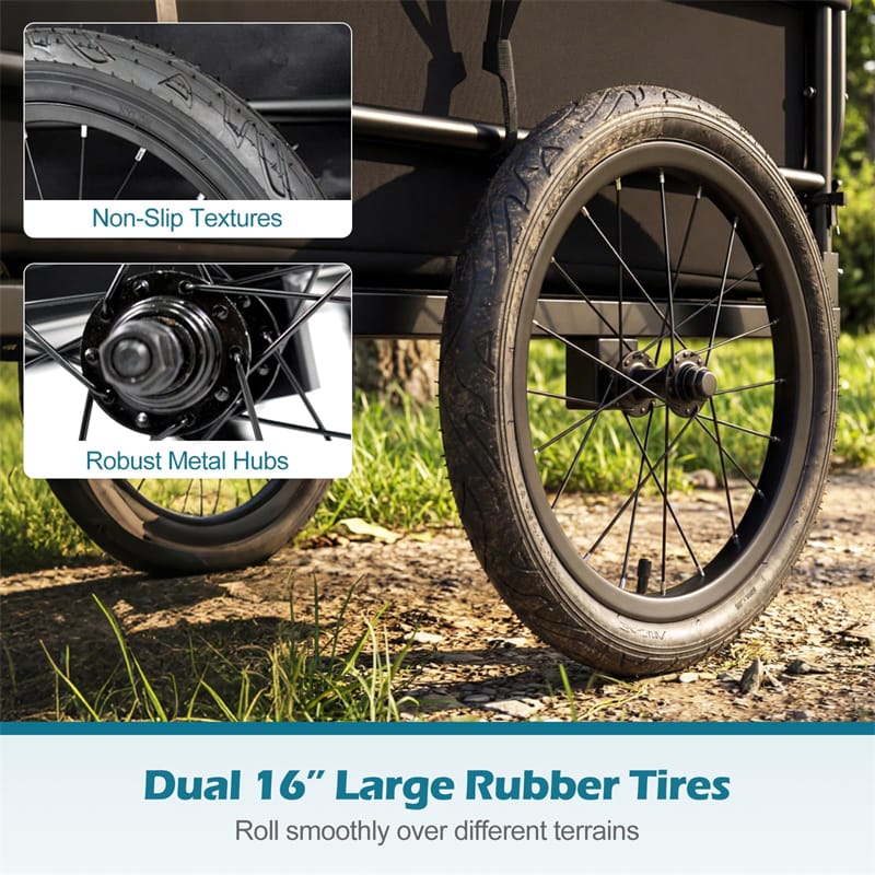 Heavy-Duty Bike Cargo Trailer, 220 LBS Metal Bicycle Wagon Cart with Universal Hitch, 16" All-Terrain Tires & Waterproof Bag for Camping Shopping