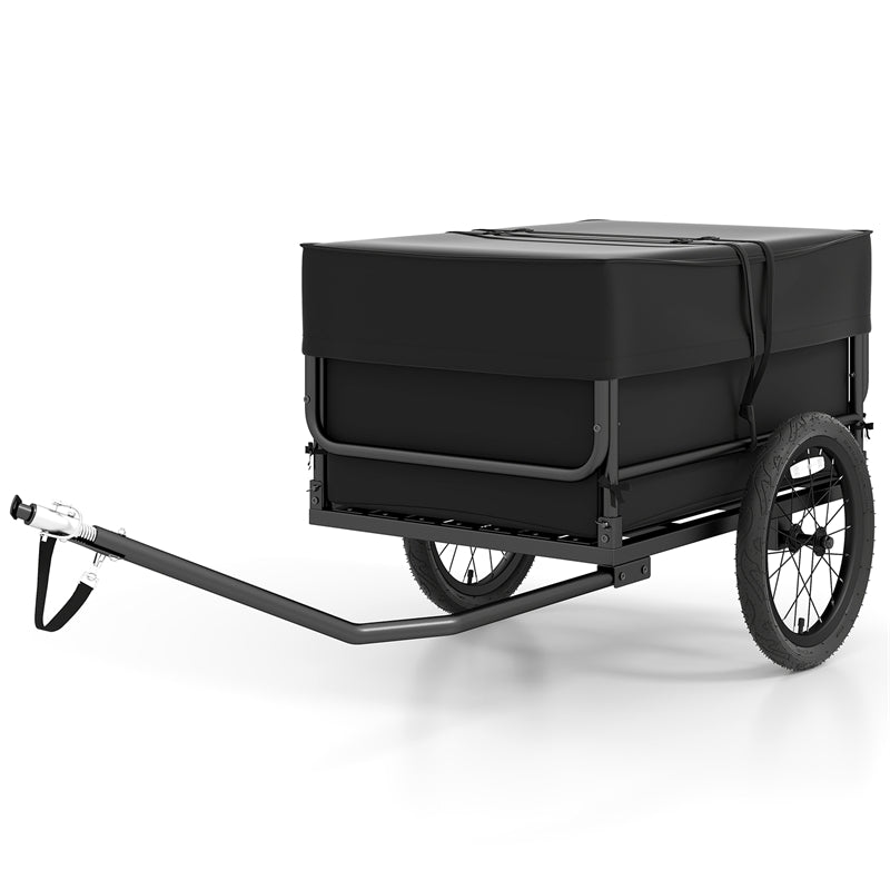 Heavy-Duty Bike Cargo Trailer, 220 LBS Metal Bicycle Wagon Cart with Universal Hitch, 16" All-Terrain Tires & Waterproof Bag for Camping Shopping