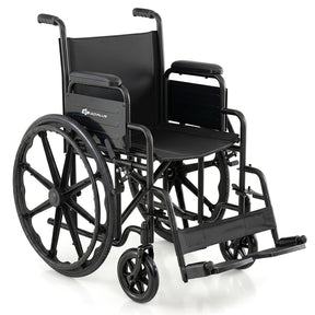 Lightweight Folding Wheelchair for Adults with Swing-Away Footrest & Desk Arm, Portable Travel Transport Wheelchair