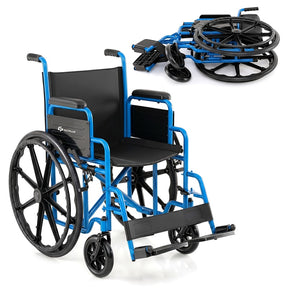 Lightweight Folding Wheelchair for Adults with Swing-Away Footrest & Desk Arm, Portable Travel Transport Wheelchair
