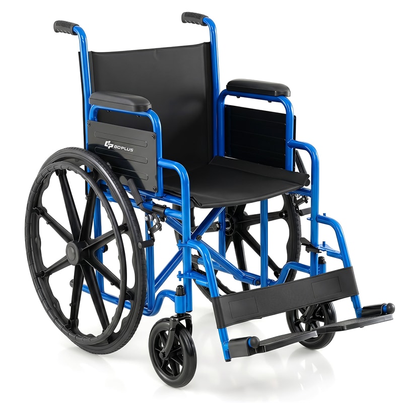 Lightweight Folding Wheelchair for Adults with Swing-Away Footrest & Desk Arm, Portable Travel Transport Wheelchair