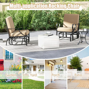 Patio Glider Chair with Thick Cushions Curved Armrest, Heavy Duty Metal Frame Single Person Outdoor Rocking Chair for Porch Garden Yard