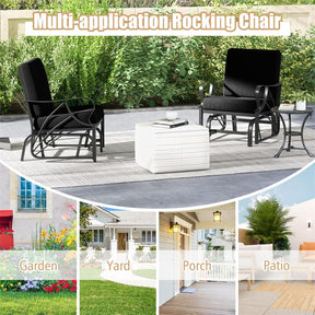 Patio Glider Chair with Thick Cushions Curved Armrest, Heavy Duty Metal Frame Single Person Outdoor Rocking Chair for Porch Garden Yard