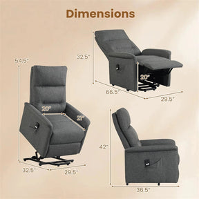 Power Lift Recliner Chair for Elderly, Electric Fabric Recliner Sofa with Remote Control, Side Storage Pocket & Retractable Footrest for Living Room
