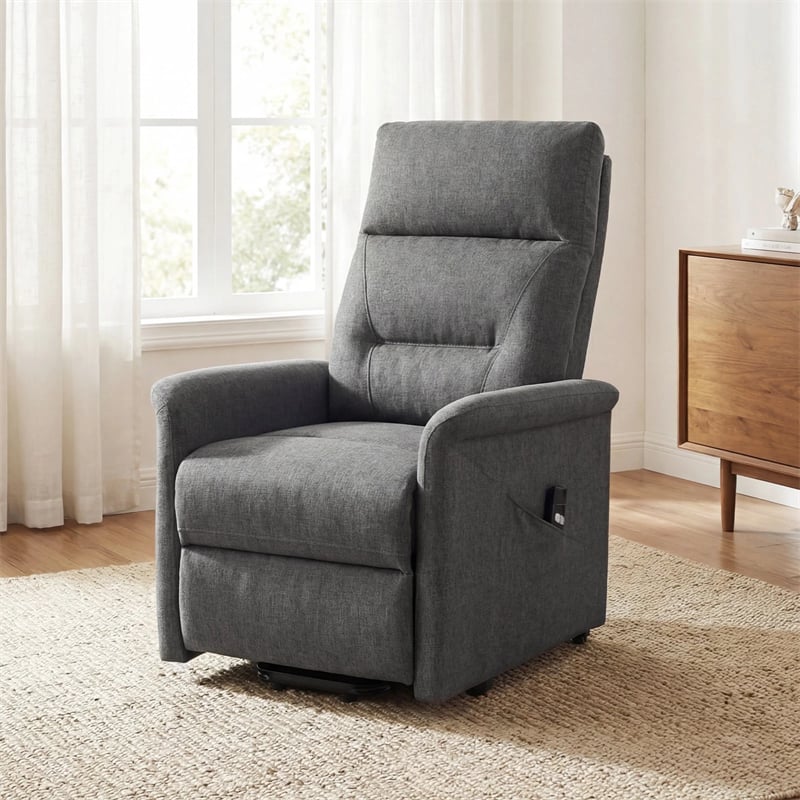 Power Lift Recliner Chair for Elderly, Electric Fabric Recliner Sofa with Remote Control, Side Storage Pocket & Retractable Footrest for Living Room