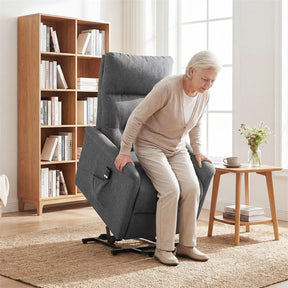 Power Lift Recliner Chair for Elderly, Electric Fabric Recliner Sofa with Remote Control, Side Storage Pocket & Retractable Footrest for Living Room