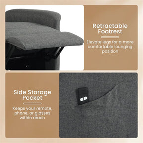 Power Lift Recliner Chair for Elderly, Electric Fabric Recliner Sofa with Remote Control, Side Storage Pocket & Retractable Footrest for Living Room