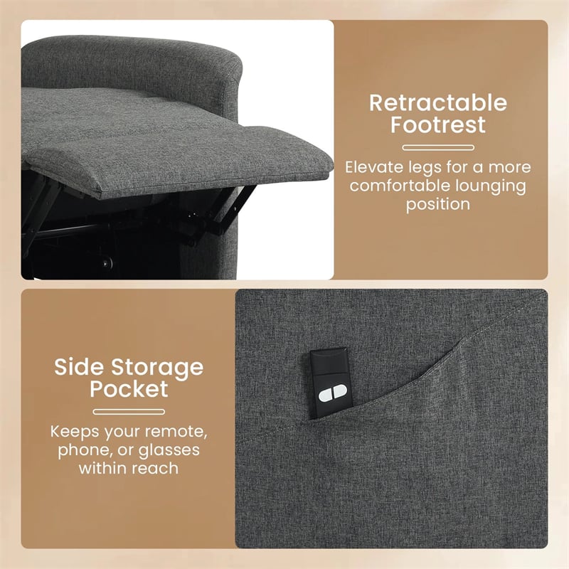 Power Lift Recliner Chair for Elderly, Electric Fabric Recliner Sofa with Remote Control, Side Storage Pocket & Retractable Footrest for Living Room