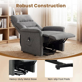 Power Lift Recliner Chair for Elderly, Electric Fabric Recliner Sofa with Remote Control, Side Storage Pocket & Retractable Footrest for Living Room
