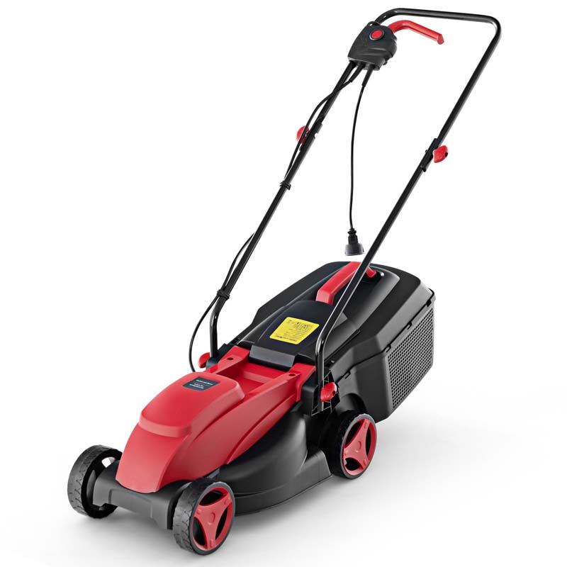 12 AMP 14" Electric Push Lawn Mower 2-in-1 Walk-Behind Lawnmower with Collection Box, 3 Adjustable Height Position