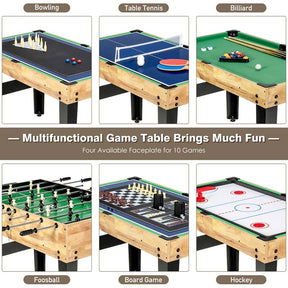 10-in-1 Combo Multi Game Table Set with Foosball, Table Tennis, Pool, Air Hockey Table, Bowling, Chess, Checkers, Backgammon