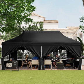 10 x 20 FT Instant Setup Pop Up Canopy w/6 Sidewalls Windows & Carrying Bag, Portable Outdoor Canopy Tent for Party Wedding