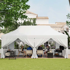 10 x 20 FT Instant Setup Pop Up Canopy w/6 Sidewalls Windows & Carrying Bag, Portable Outdoor Canopy Tent for Party Wedding