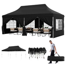 10 x 20 FT Instant Setup Pop Up Canopy w/6 Sidewalls Windows & Carrying Bag, Portable Outdoor Canopy Tent for Party Wedding