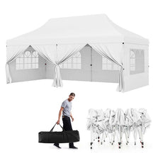 10 x 20 FT Instant Setup Pop Up Canopy w/6 Sidewalls Windows & Carrying Bag, Portable Outdoor Canopy Tent for Party Wedding