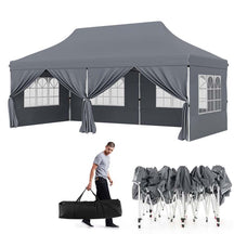 10 x 20 FT Instant Setup Pop Up Canopy w/6 Sidewalls Windows & Carrying Bag, Portable Outdoor Canopy Tent for Party Wedding