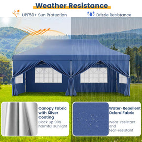 10 x 20 FT Instant Setup Pop Up Canopy w/6 Sidewalls Windows & Carrying Bag, Portable Outdoor Canopy Tent for Party Wedding