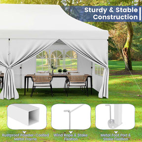 10 x 20 FT Instant Setup Pop Up Canopy w/6 Sidewalls Windows & Carrying Bag, Portable Outdoor Canopy Tent for Party Wedding