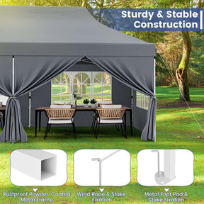 10 x 20 FT Instant Setup Pop Up Canopy w/6 Sidewalls Windows & Carrying Bag, Portable Outdoor Canopy Tent for Party Wedding