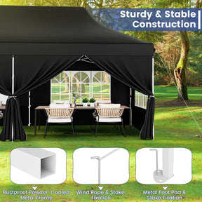 10 x 20 FT Instant Setup Pop Up Canopy w/6 Sidewalls Windows & Carrying Bag, Portable Outdoor Canopy Tent for Party Wedding