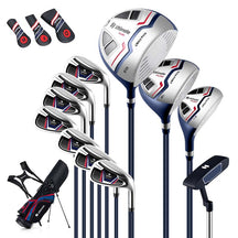 11 Pcs Men's Complete Golf Club Package Set Right Handed with 460CC #1 Driver,#3 Fairway,#5 Hybrid,#5,#6,#7,#8,#9,#S & #P Irons, Putter