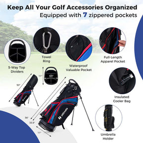 11 Pcs Men's Complete Golf Club Package Set Right Handed with 460CC #1 Driver,#3 Fairway,#5 Hybrid,#5,#6,#7,#8,#9,#S & #P Irons, Putter