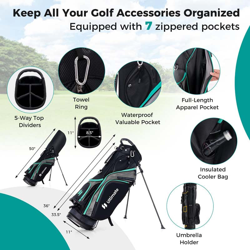 11 Pcs Men's Complete Golf Club Package Set Right Handed with 460CC #1 Driver,#3 Fairway,#5 Hybrid,#5,#6,#7,#8,#9,#S & #P Irons, Putter