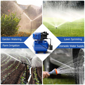 1200W 1.6HP Shallow Well Pump with Pressure Tank, 1000GPH Booster Water Pump Garden Farm Irrigation Jet Pump