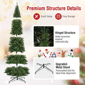 12 FT Pre-Lit Artificial Christmas Tree, Tall Hinged Xmas Tree with Quick Power Connector, 2125 Lush Branch Tips, 800 Warm White LED Lights