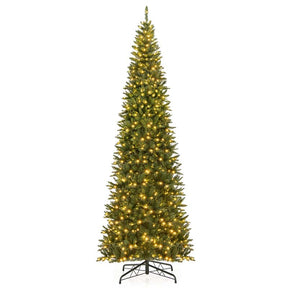 12 FT Pre-Lit Artificial Christmas Tree, Tall Hinged Xmas Tree with Quick Power Connector, 2125 Lush Branch Tips, 800 Warm White LED Lights