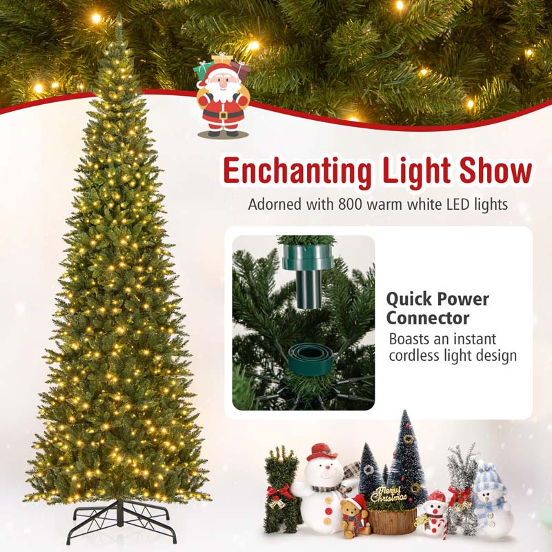 12 FT Pre-Lit Artificial Christmas Tree, Tall Hinged Xmas Tree with Quick Power Connector, 2125 Lush Branch Tips, 800 Warm White LED Lights