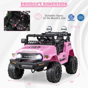 Licensed Toyota FJ Cruiser Kids Ride on Truck, 12V 7Ah Battery Powered Electric Toy Car w/Remote Control, Shock Suspension